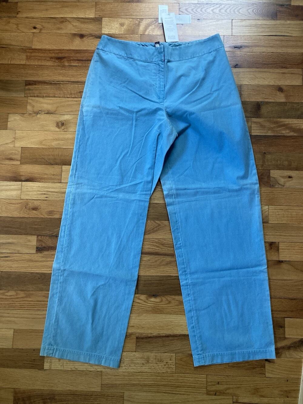 Eileen Fisher Sailcloth Straight Leg Trouser With Yoke Blue Water NWT Medium